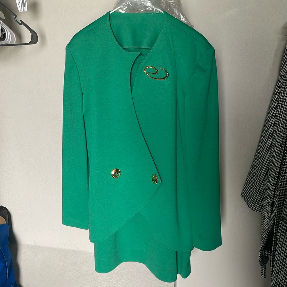 Green and Gold Skirt and Blazer set